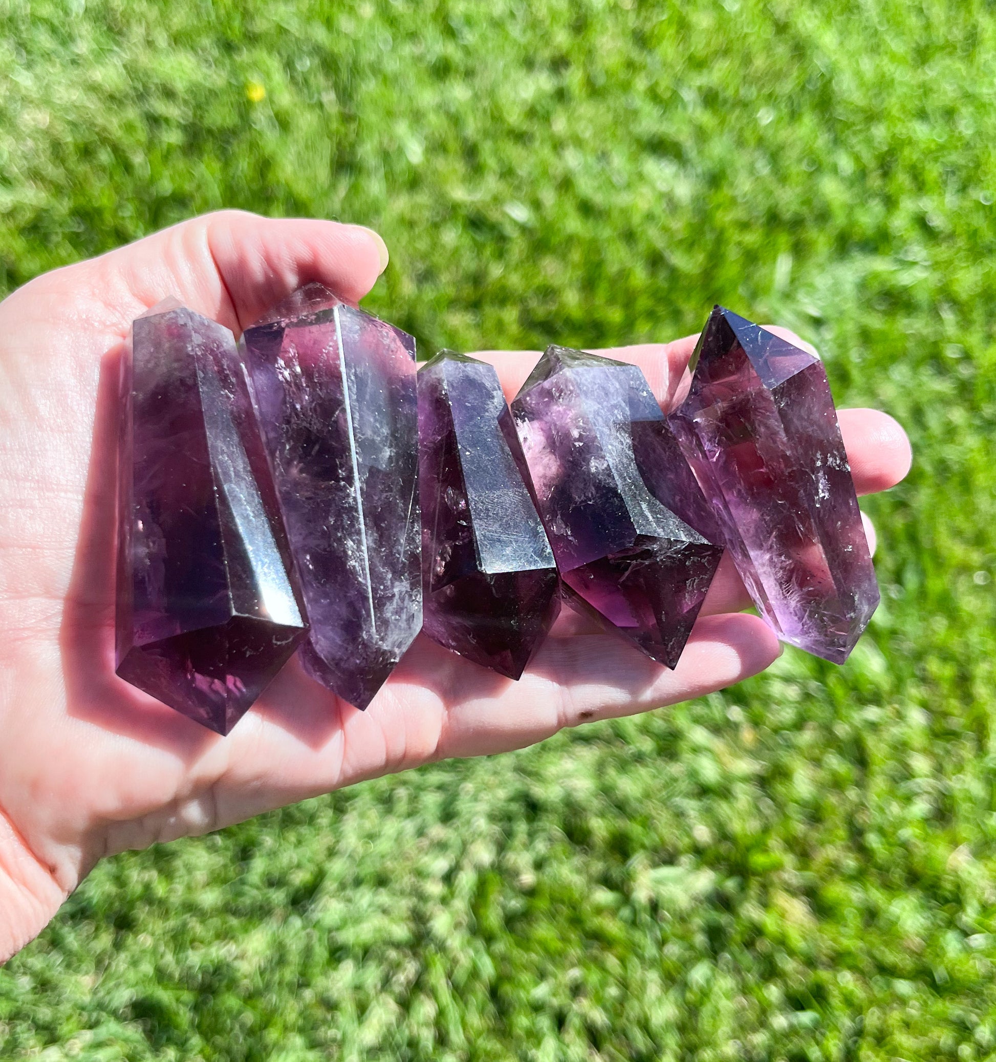 Large Double Terminated Amethyst Crystal Points, Meditation Stones - Crystals for everyone • Crystals And Cord